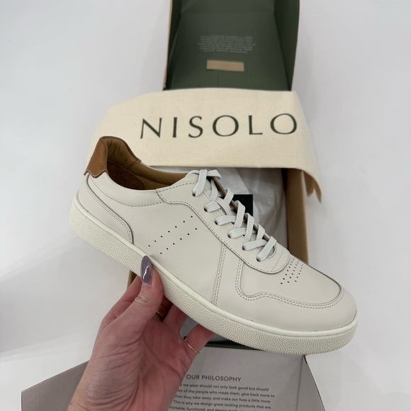 Nisolo Bria Go-To Court Leather Sneakers White Women’s Size 7.5 New In Box - Picture 8 of 11
